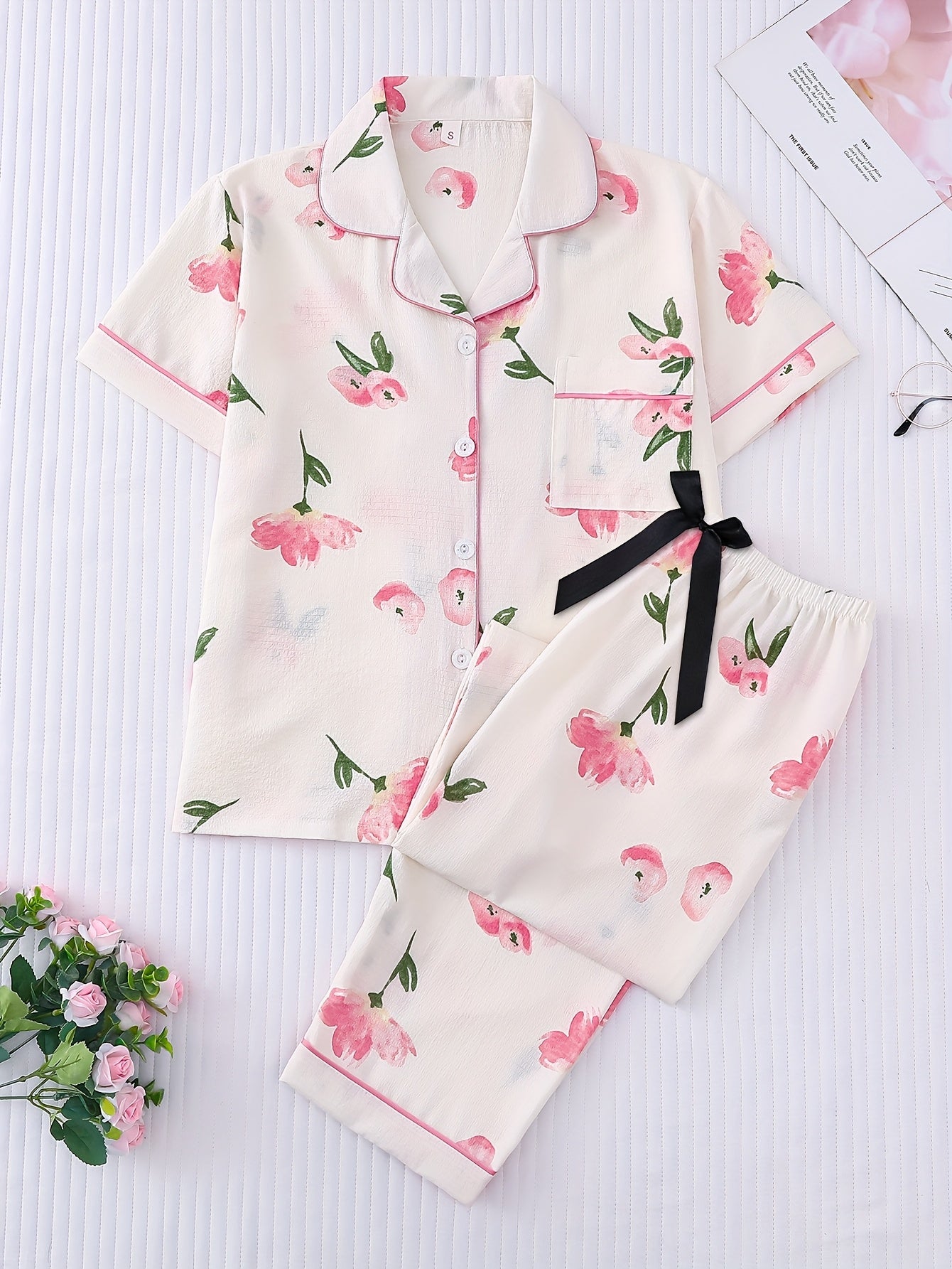 Youth Pajama Set with Short Sleeves And Long Pants