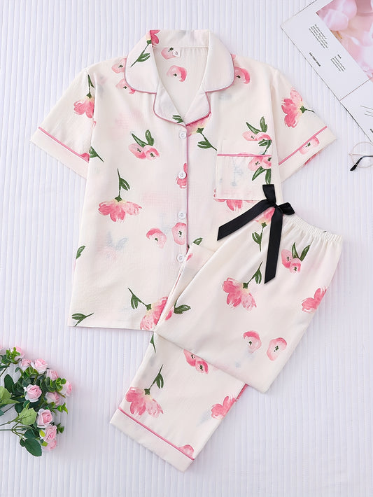 Youth Pajama Set with Short Sleeves And Long Pants