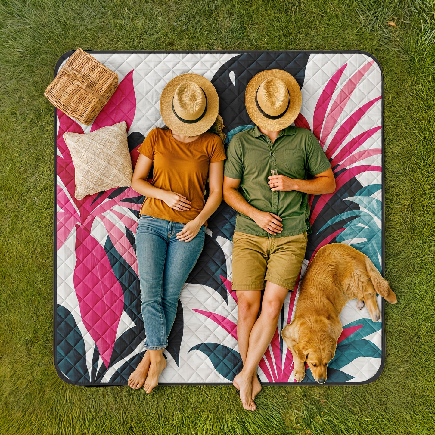 Extra Large 198.12x198.12 cm Foldable Picnic Blanket with Carry Strap