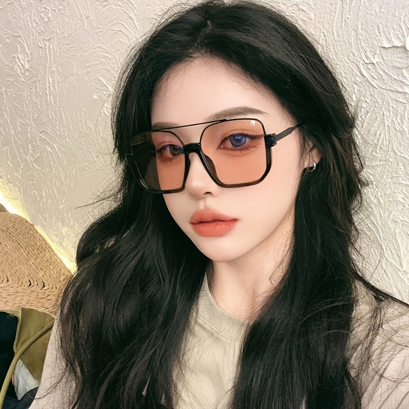 Oversized Double-Bar Frame Fashion Glasses
