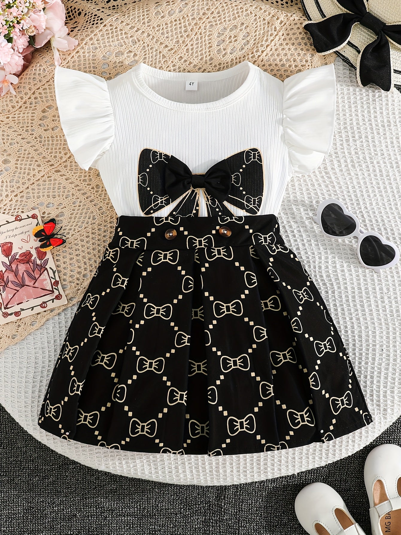 Girls' Plaid Print Skirt Set