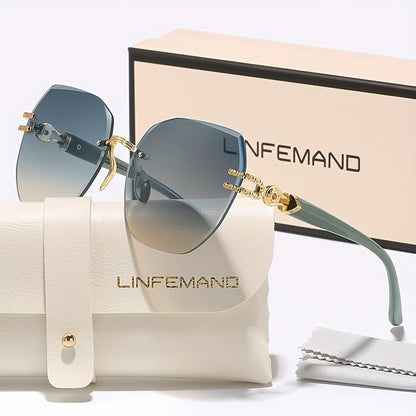 LINFEMAND Women'S Frameless Geometric Decorative Glasses