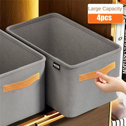 4pcs Classic Fabric Storage Boxes with Handles