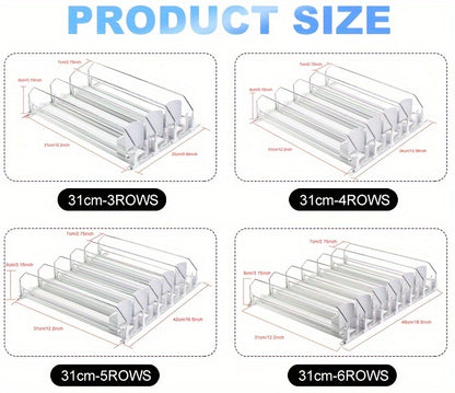 White Bar Refrigerator Beverage Organizer with Dual-Level Dividers and Soda Can Dispenser