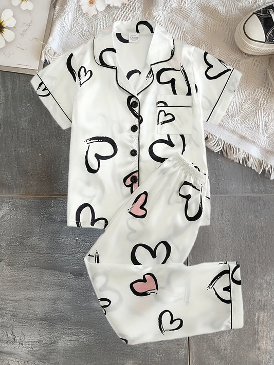 1 Set of Heart Pattern Sleepwear