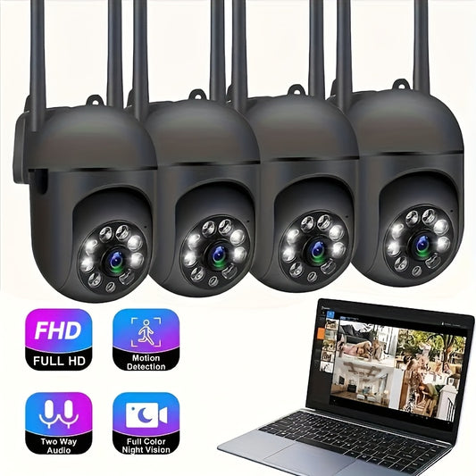 4 units of 360° pan-tilt wireless cameras with 1080P full HD