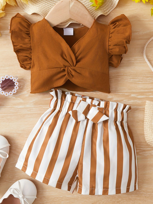 Summer Outfit - Brown & White Stripe