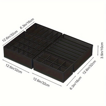 4pcs Underwear & Bras Organizer Storage Boxes