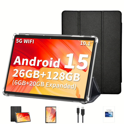 YOBANSE Android 15 Tablet 10.1" 26GB (6GB+20GB) + 128GB ROM, WiFi, Wireless