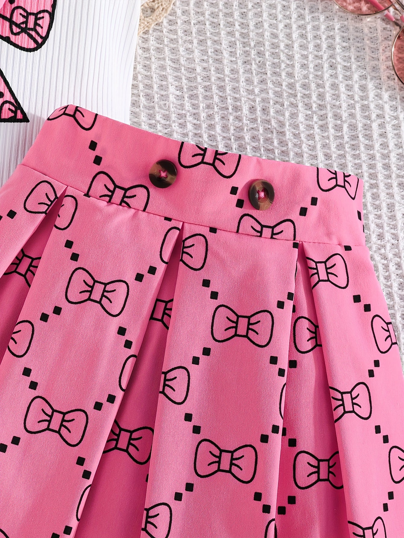 Girls' Plaid Print Skirt Set