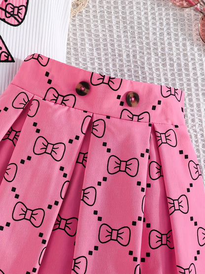 Girls' Plaid Print Skirt Set