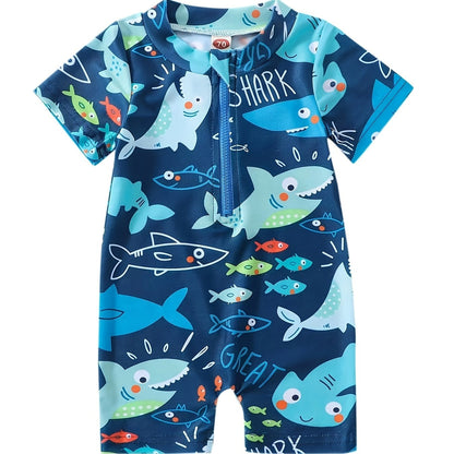 Youngsters's Cute Printed Short Sleeve One-piece Swimsuit