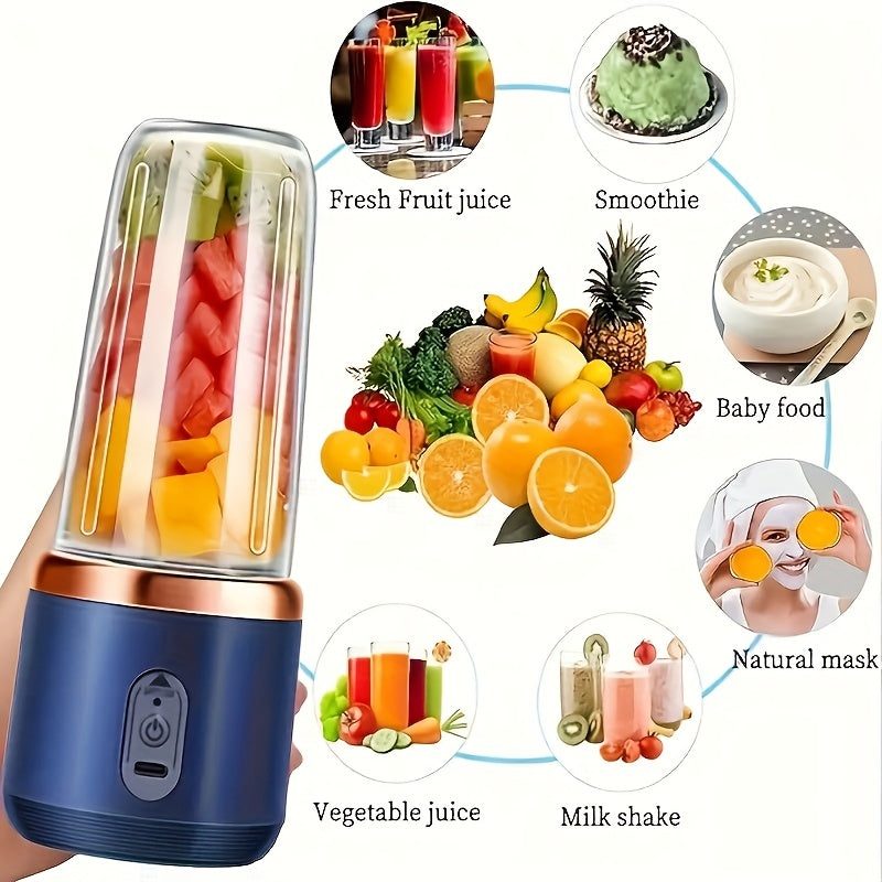 Portable Juicer, 2-in-1 Fruit Blender and Juicer with 6 Blades