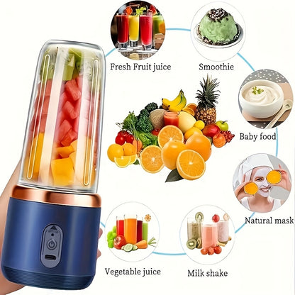 Portable Juicer, 2-in-1 Fruit Blender and Juicer with 6 Blades