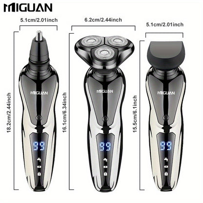 Multi-Function 3-in-1 Electric Grooming Kit-Shaver, Nose Trimmer & Sideburn Razor