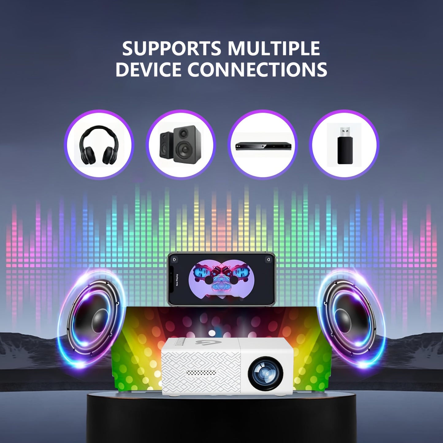 GTEQY Portable Mini Projector with LED Light