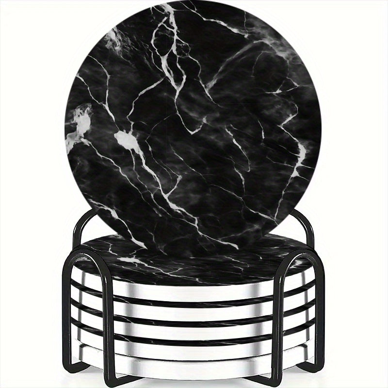 6pcs Set of Charming Round Ceramic Coasters