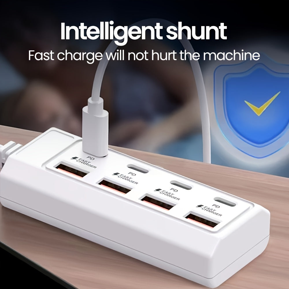 Fast Charging 25W 8-Port USB Adapter [4USB+4PD] Hub
