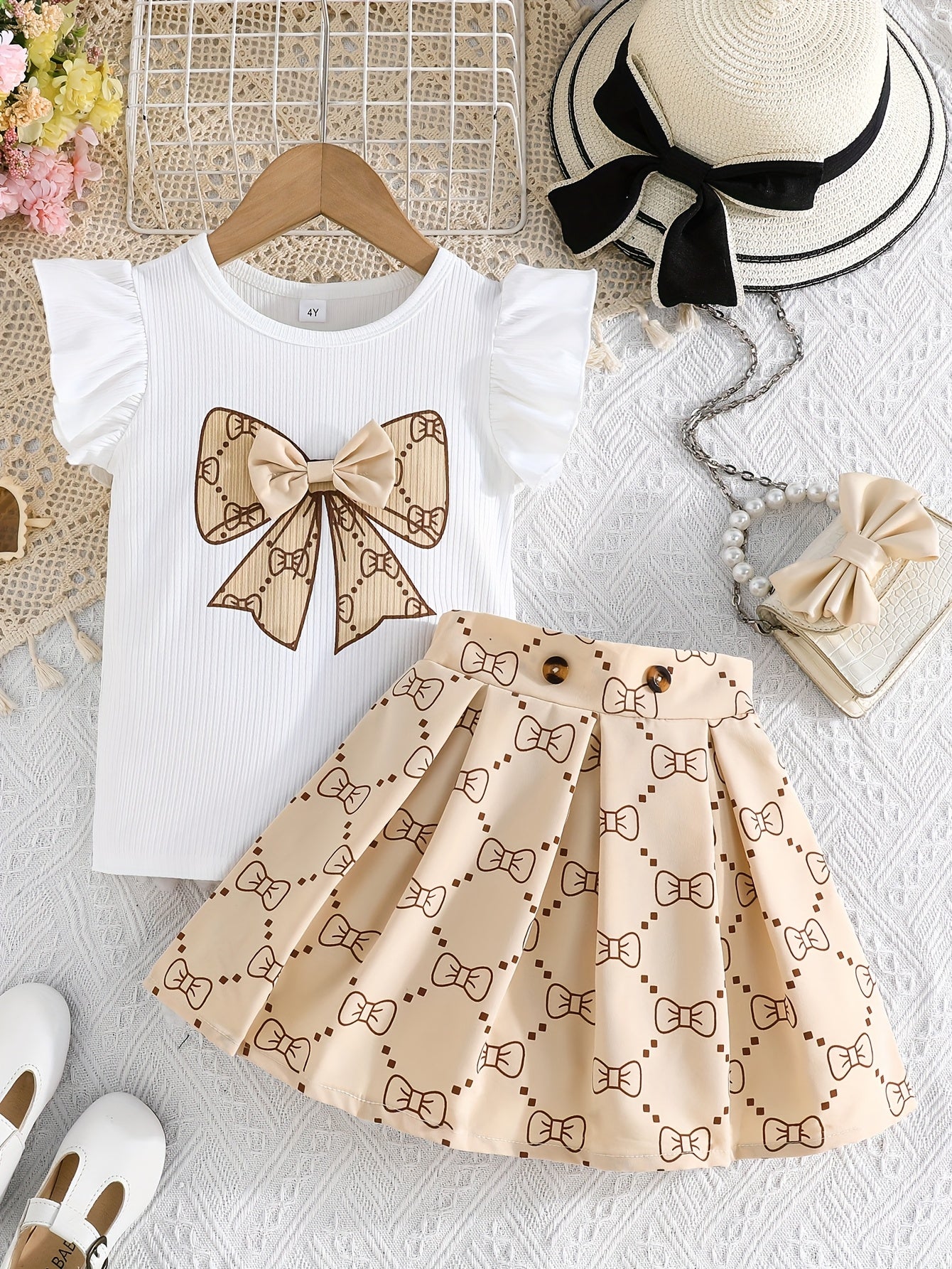 Girls' Plaid Print Skirt Set