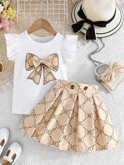 Girls' Plaid Print Skirt Set