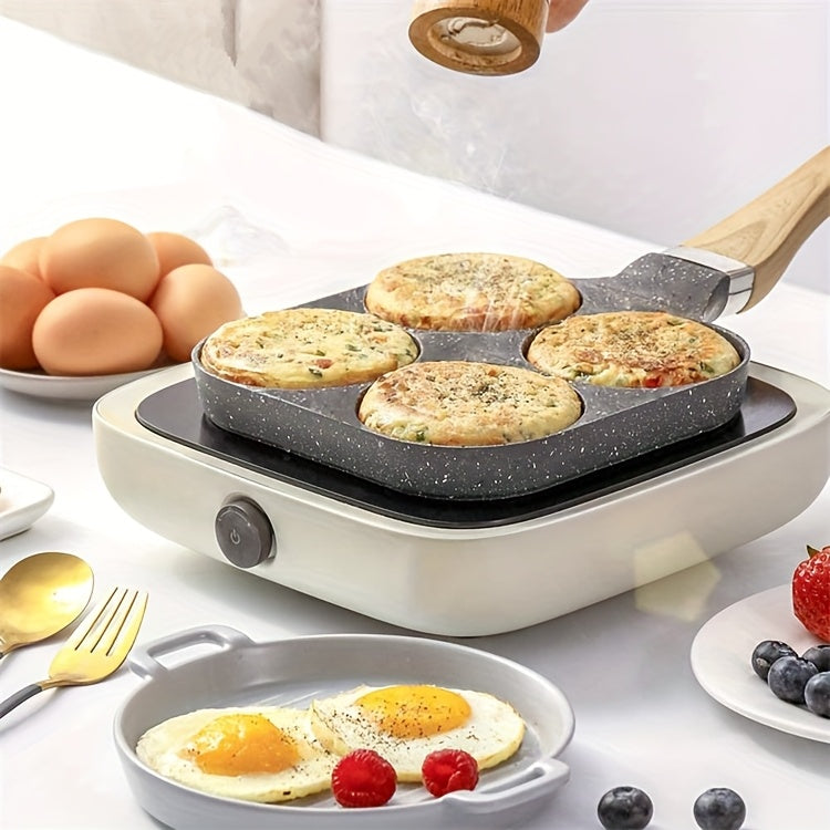 4-Hole Non-Stick Frying Pan with Maifan Stone Coating