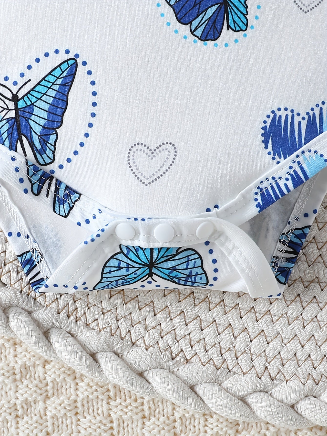 3pcs Set: Long-Sleeve Butterfly Love Print Flutter Hem