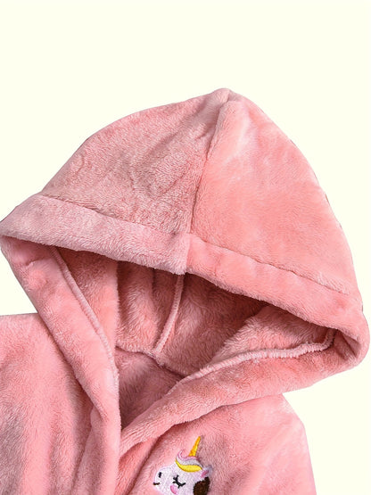 Girls' Hooded Robe - Soft Pink Unicorn