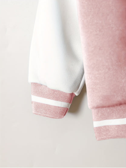 Cozy 2pcs Girls' Varsity Jacket & Jogger Set