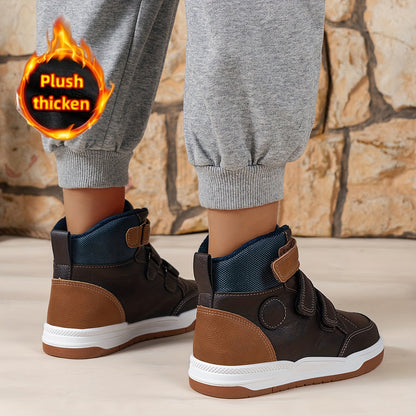 Boys' Mid-Top Fashion Sneakers with Warm Plush Lining