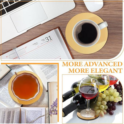 Golden Stainless Steel Coasters | 6pcs | 3.35 Inch Round | Mirror Finish