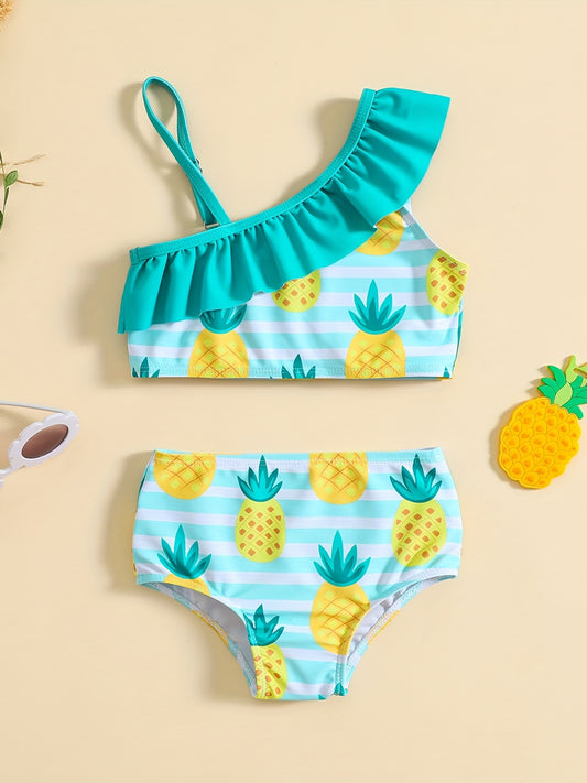 Children's Girls' Pineapple Print Split Swimsuit