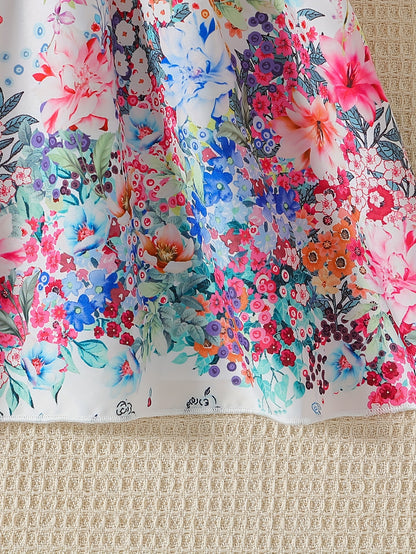 Charming Girls' Summer Dress with Butterfly & Floral Print