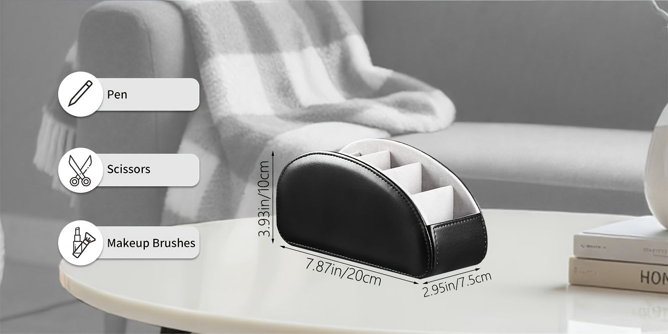 PU Leather Remote Control Holder with 5 Compartments