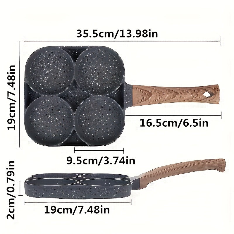 4-Hole Non-Stick Frying Pan with Maifan Stone Coating