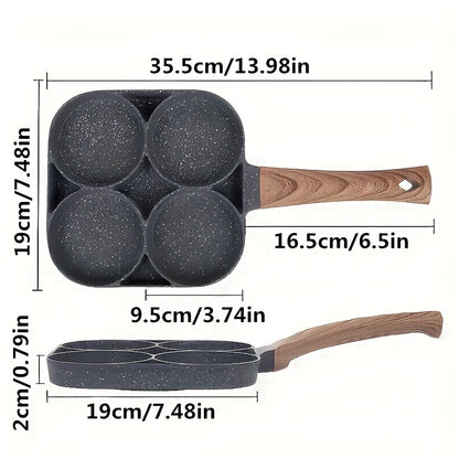 4-Hole Non-Stick Frying Pan with Maifan Stone Coating