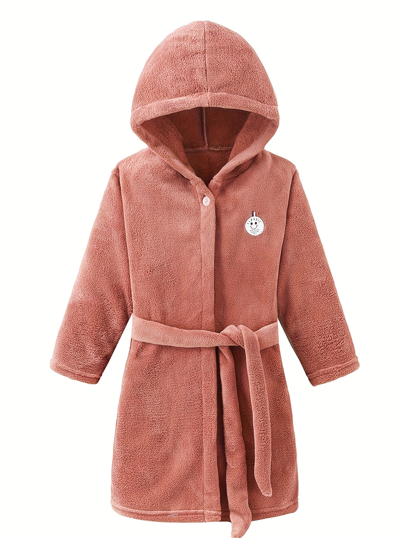 100% Polyester Flannel Fleece, Long Sleeve Solid Color Robe with Placket