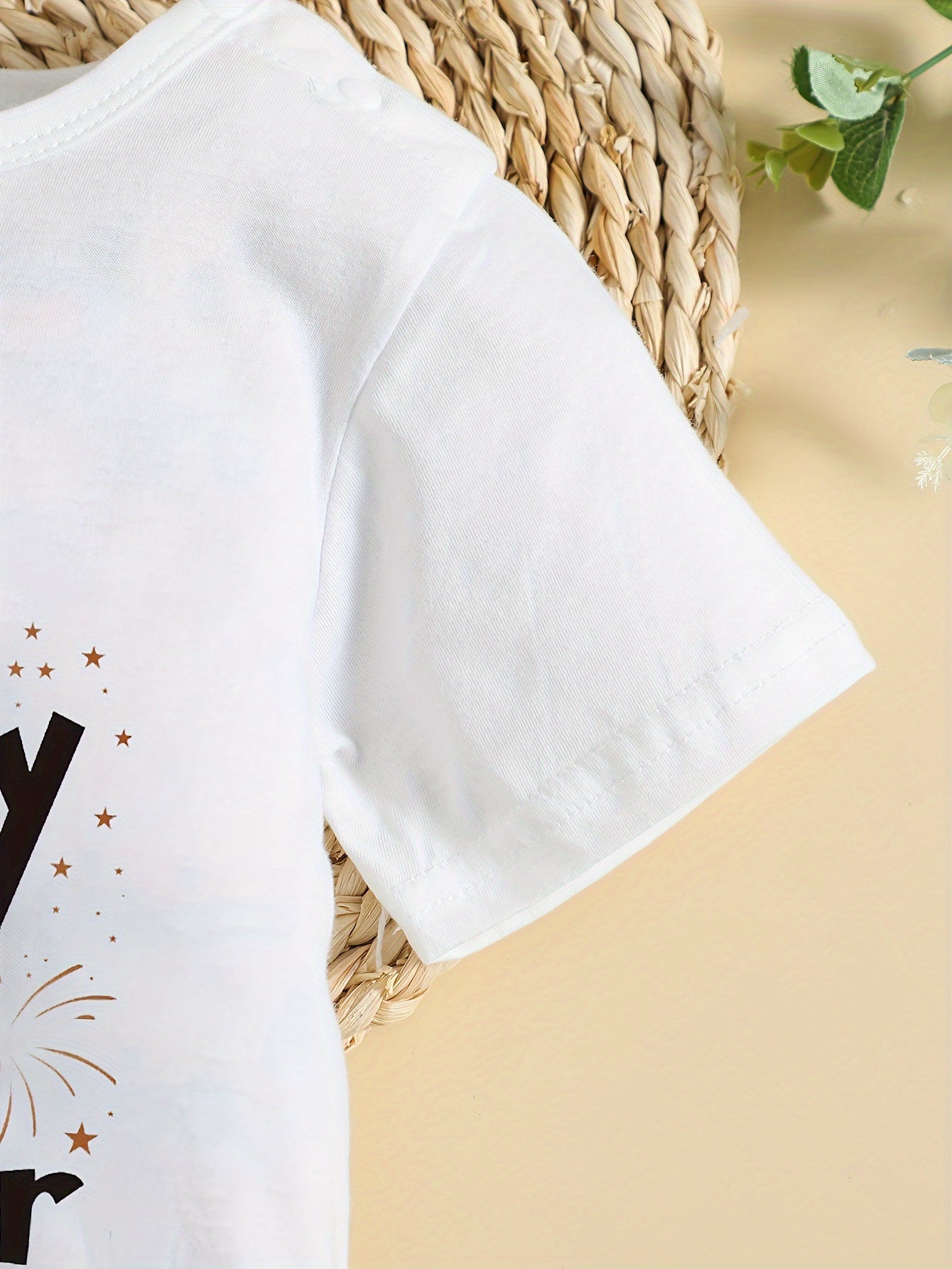 Baby Girl's It's My 1st New Year Design Short Sleeve Jumpsuit