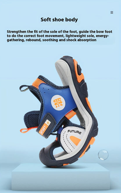 Breathable Mesh Blue & Orange Sandals for Youngsters