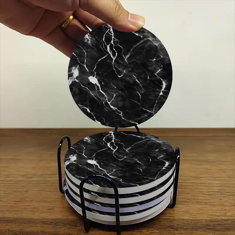6pcs Set of Charming Round Ceramic Coasters