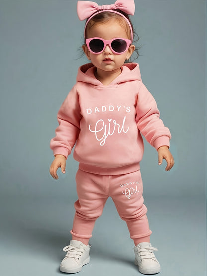 Baby Girl's DADDY'S GIRL Letter Pattern Hoodie & Casual Long Pants