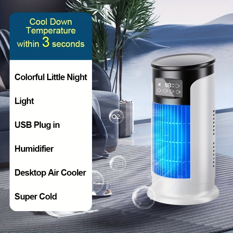 Portable Air Conditioner Humidifier Fan - 3-in-1 Mini Cooling Fan