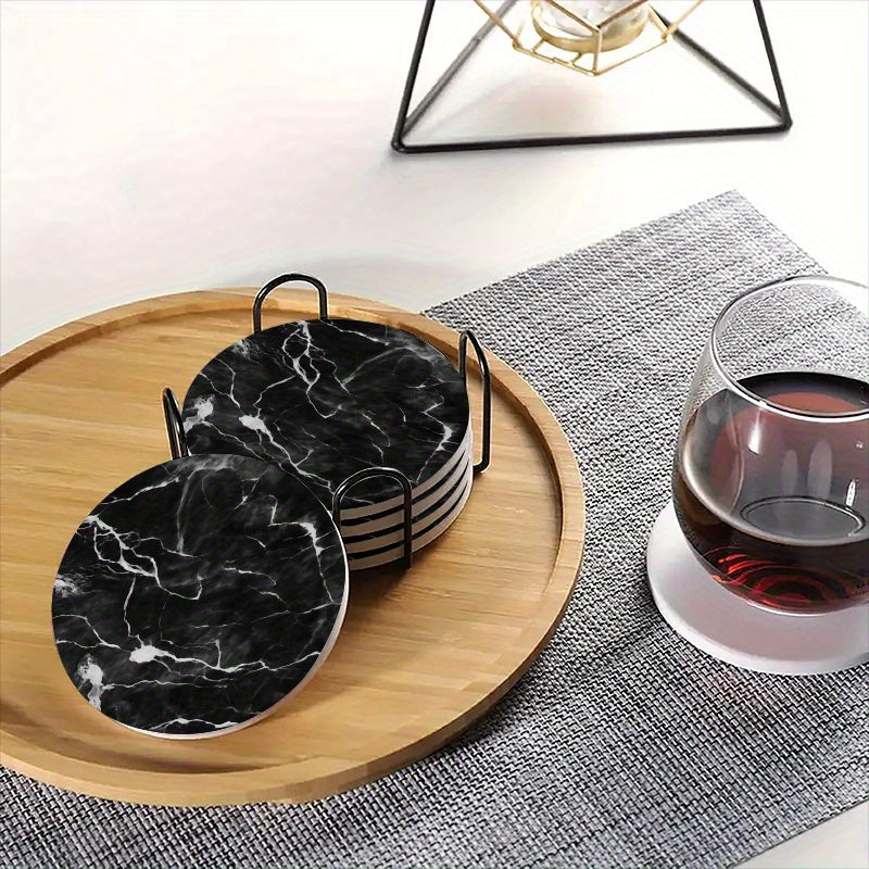 6pcs Set of Charming Round Ceramic Coasters