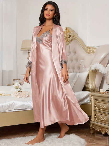 Autumn And Winter Two-Piece Set Long-Sleeve Robe And Nightgown.