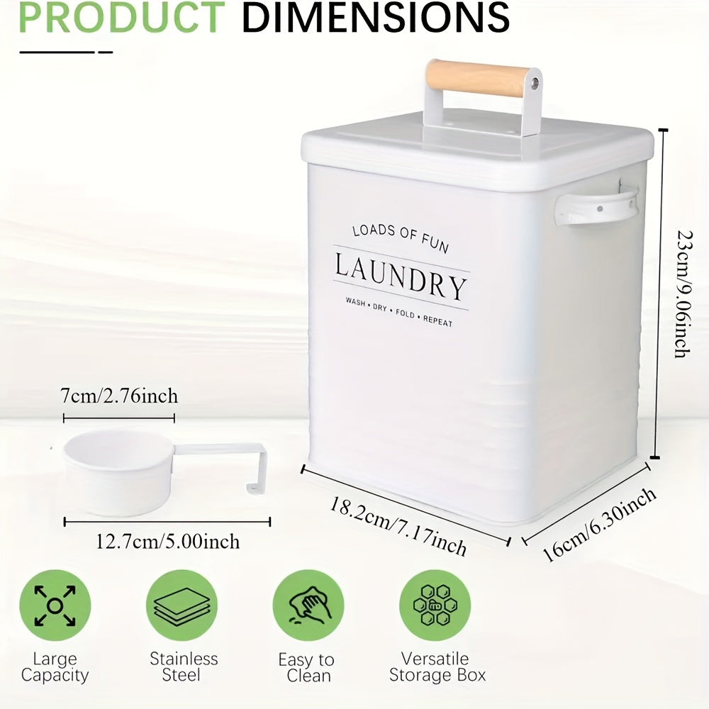 1pc Modern Farmhouse Metal Laundry Soap Dispenser with Scoop