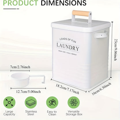 1pc Modern Farmhouse Metal Laundry Soap Dispenser with Scoop