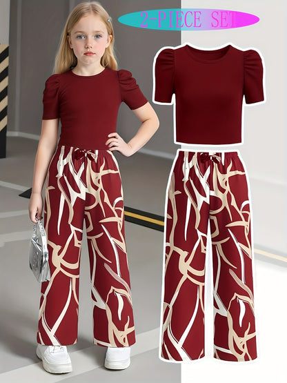 Girls' Casual Long Pants Set