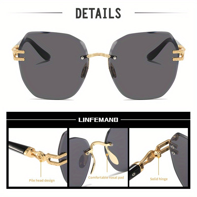 LINFEMAND Women'S Frameless Geometric Decorative Glasses