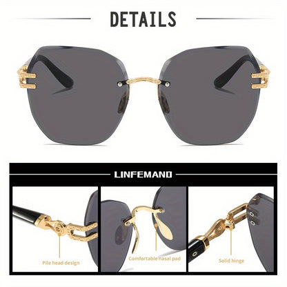 LINFEMAND Women'S Frameless Geometric Decorative Glasses