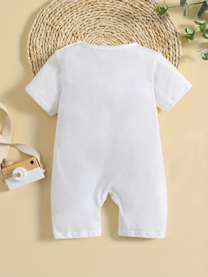 Baby Girl's It's My 1st New Year Design Short Sleeve Jumpsuit