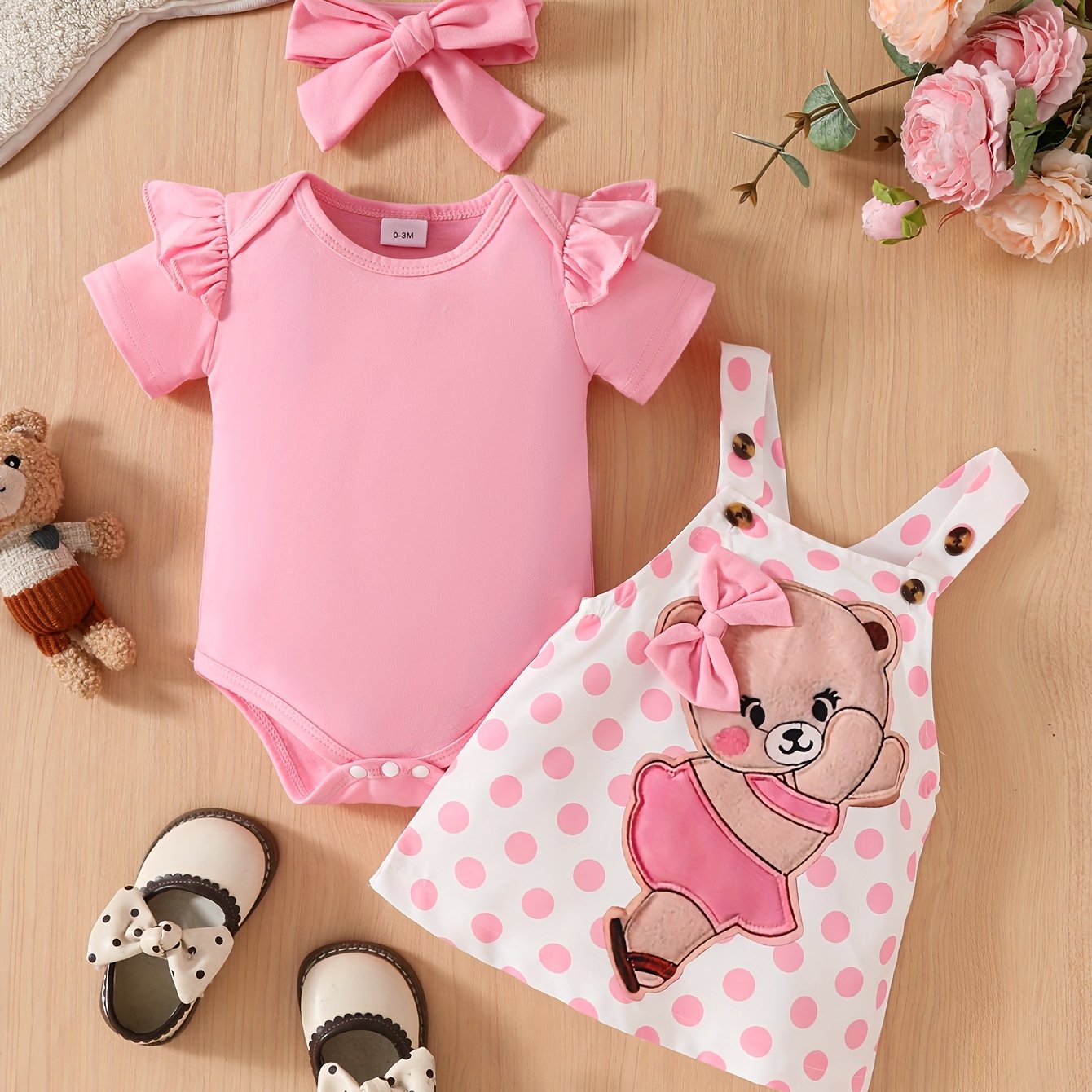 3pcs Layette Set - Short Sleeve Dress